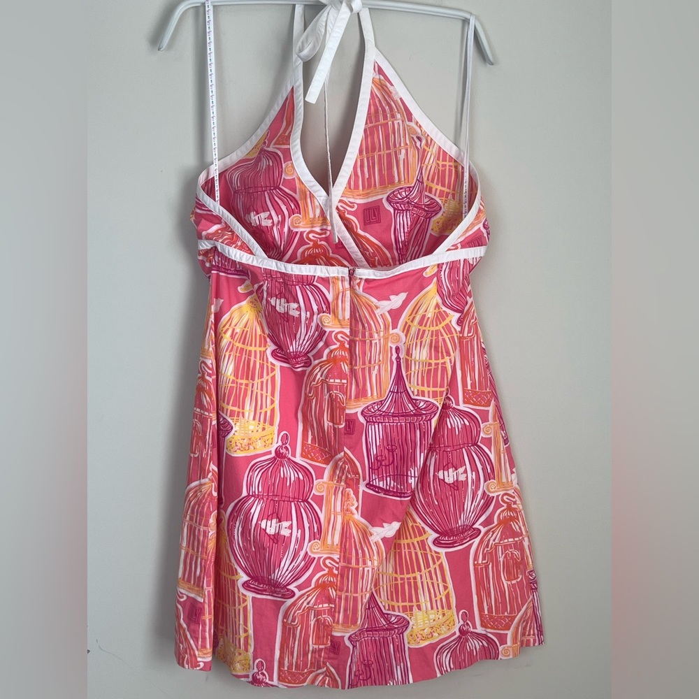 Vintage Lilly Pulitzer Pink Multi Birdcage Halter Mini Dress - Picture 5 of 11
